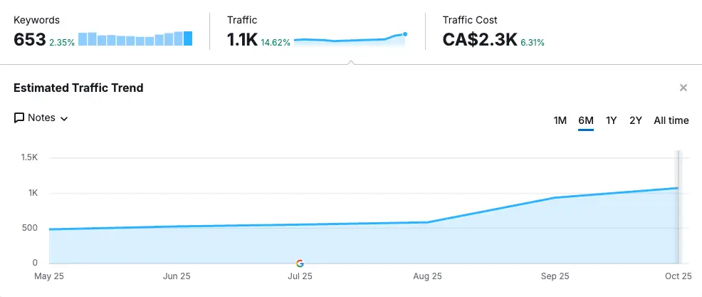 SEO traffic performance visual